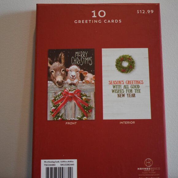 Farm Themed Christmas Greeting Card 10 Pack 5.4 x 8.25 - Picture 2 of 3